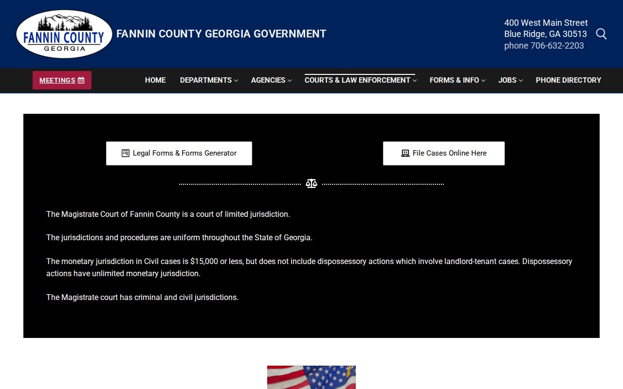 Fannin County Magistrate Court information page