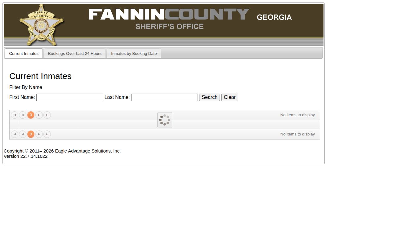 Fannin County released inmate current, booking, and previous-inmate search