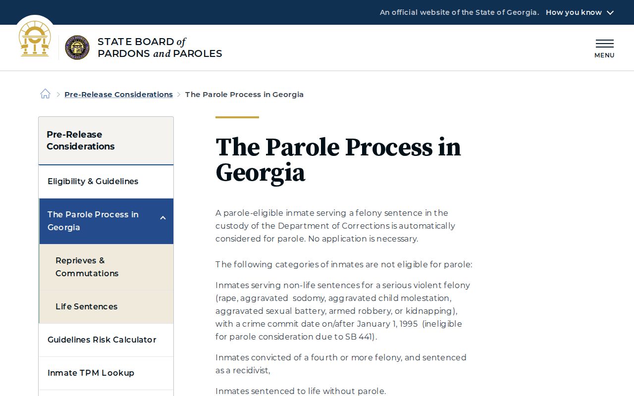Georgia parole process for Fannin County post-release supervision